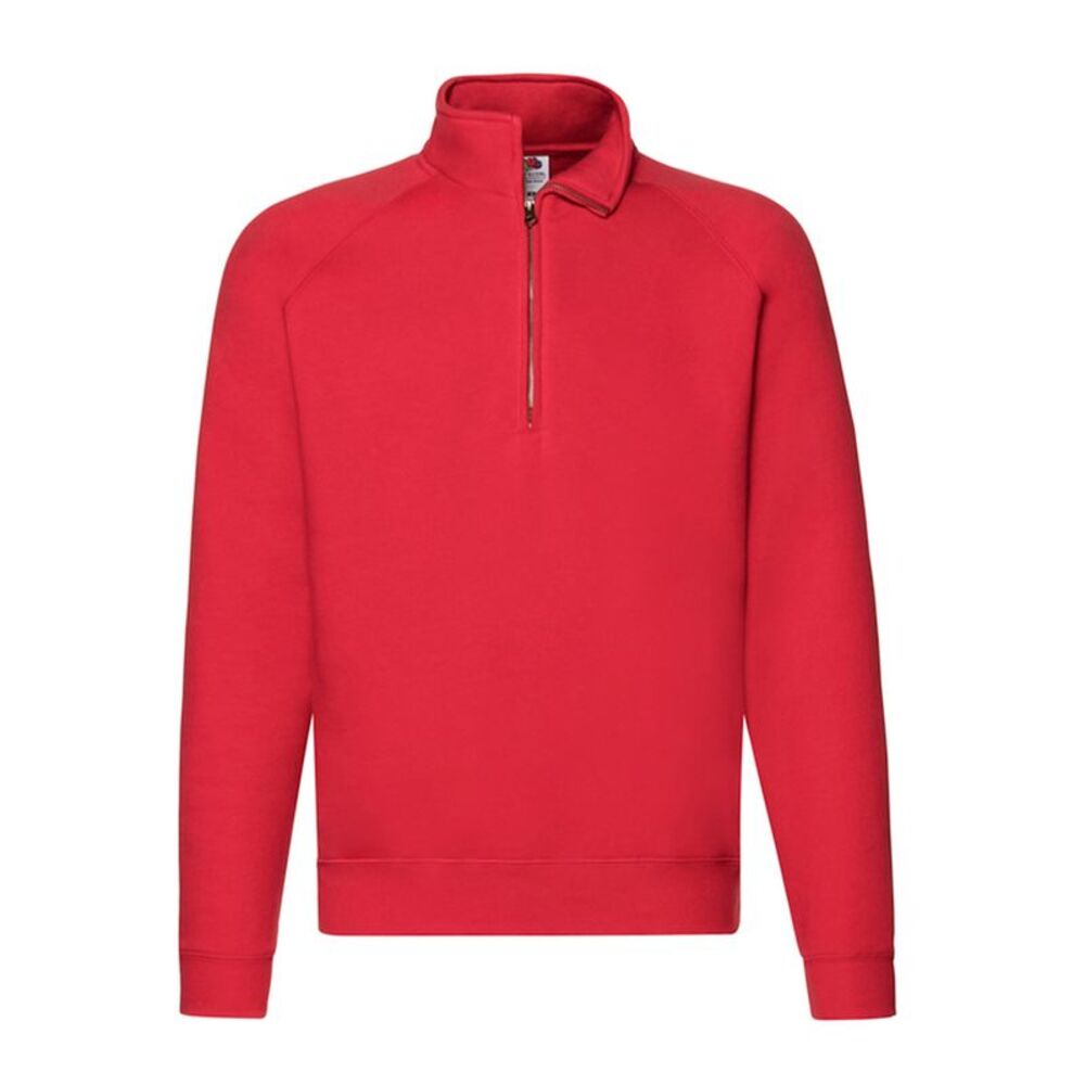 Fruit of the Loom Mens  Zip Neck Sweatshirt / Red
